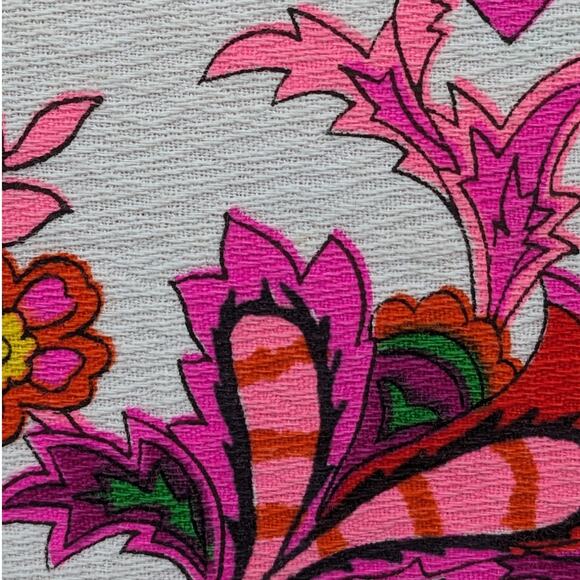 ELECTRIC PINK Cotton Crepe Hawaiian 'Barkcloth' Fabric Maxi SKIRT Vintage 1970's - Picture 4 of 8